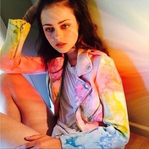 RARE UNIF I Dye Rainbow Neoprene Moto Jacket